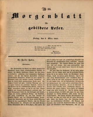 Morgenblatt für gebildete Leser (Morgenblatt für gebildete Stände) Freitag 5. März 1841