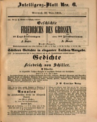 Morgenblatt für gebildete Leser (Morgenblatt für gebildete Stände) Mittwoch 10. März 1841