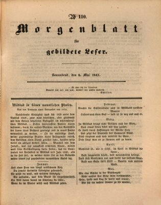 Morgenblatt für gebildete Leser (Morgenblatt für gebildete Stände) Samstag 8. Mai 1841