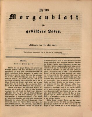 Morgenblatt für gebildete Leser (Morgenblatt für gebildete Stände) Mittwoch 12. Mai 1841