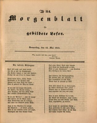 Morgenblatt für gebildete Leser (Morgenblatt für gebildete Stände) Donnerstag 13. Mai 1841