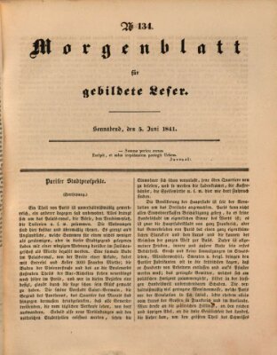 Morgenblatt für gebildete Leser (Morgenblatt für gebildete Stände) Samstag 5. Juni 1841