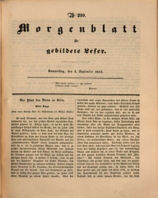 Morgenblatt für gebildete Leser (Morgenblatt für gebildete Stände) Donnerstag 2. September 1841