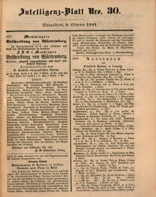 Morgenblatt für gebildete Leser (Morgenblatt für gebildete Stände) Samstag 9. Oktober 1841