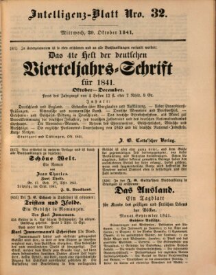 Morgenblatt für gebildete Leser (Morgenblatt für gebildete Stände) Mittwoch 20. Oktober 1841