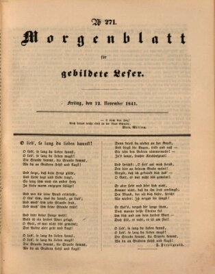 Morgenblatt für gebildete Leser (Morgenblatt für gebildete Stände) Freitag 12. November 1841