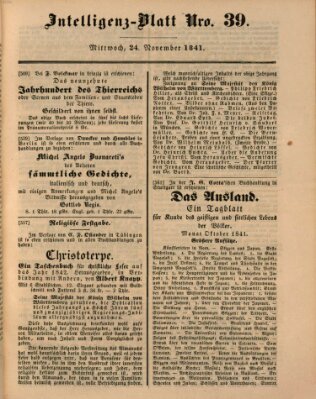 Morgenblatt für gebildete Leser (Morgenblatt für gebildete Stände) Mittwoch 24. November 1841