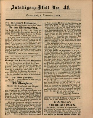 Morgenblatt für gebildete Leser (Morgenblatt für gebildete Stände) Samstag 4. Dezember 1841