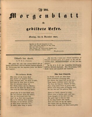 Morgenblatt für gebildete Leser (Morgenblatt für gebildete Stände) Montag 6. Dezember 1841