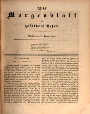 Morgenblatt für gebildete Leser (Morgenblatt für gebildete Stände) Montag 17. Januar 1842