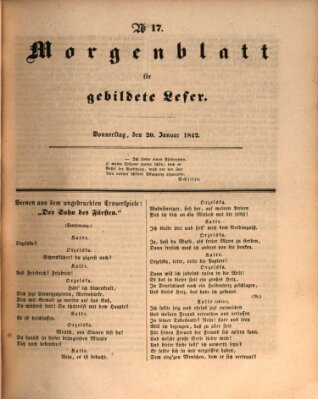 Morgenblatt für gebildete Leser (Morgenblatt für gebildete Stände) Donnerstag 20. Januar 1842