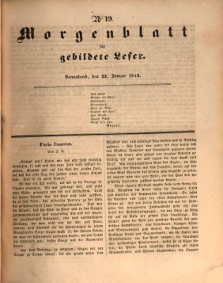 Morgenblatt für gebildete Leser (Morgenblatt für gebildete Stände) Samstag 22. Januar 1842