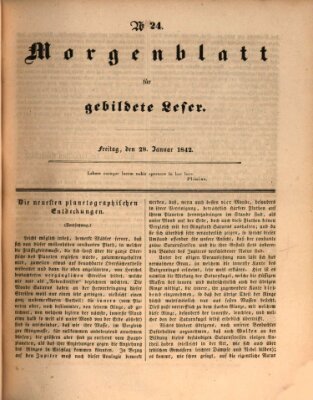 Morgenblatt für gebildete Leser (Morgenblatt für gebildete Stände) Freitag 28. Januar 1842