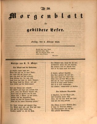 Morgenblatt für gebildete Leser (Morgenblatt für gebildete Stände) Freitag 4. Februar 1842