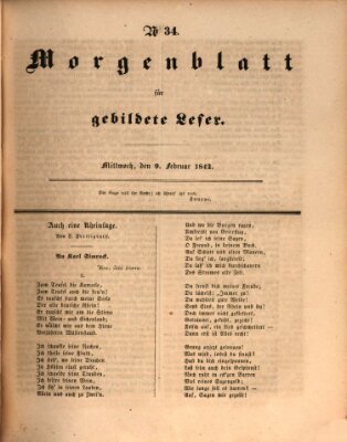 Morgenblatt für gebildete Leser (Morgenblatt für gebildete Stände) Mittwoch 9. Februar 1842