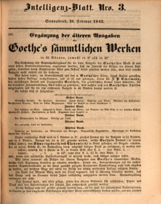 Morgenblatt für gebildete Leser (Morgenblatt für gebildete Stände) Samstag 19. Februar 1842