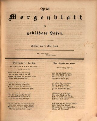 Morgenblatt für gebildete Leser (Morgenblatt für gebildete Stände) Montag 7. März 1842