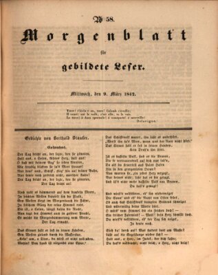 Morgenblatt für gebildete Leser (Morgenblatt für gebildete Stände) Mittwoch 9. März 1842