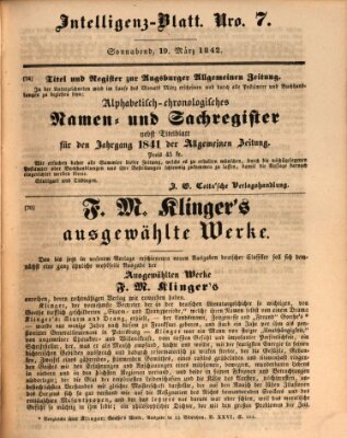 Morgenblatt für gebildete Leser (Morgenblatt für gebildete Stände) Samstag 19. März 1842