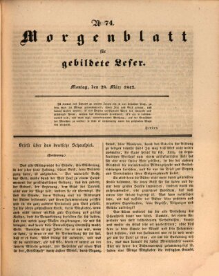 Morgenblatt für gebildete Leser (Morgenblatt für gebildete Stände) Montag 28. März 1842