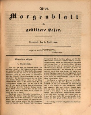 Morgenblatt für gebildete Leser (Morgenblatt für gebildete Stände) Samstag 2. April 1842