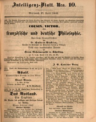 Morgenblatt für gebildete Leser (Morgenblatt für gebildete Stände) Mittwoch 27. April 1842