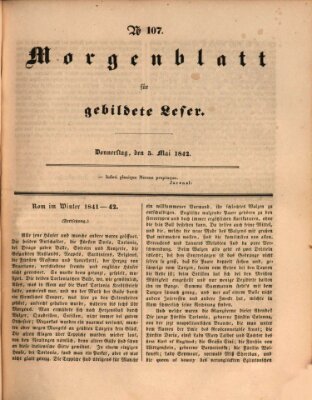 Morgenblatt für gebildete Leser (Morgenblatt für gebildete Stände) Donnerstag 5. Mai 1842