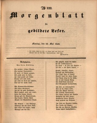 Morgenblatt für gebildete Leser (Morgenblatt für gebildete Stände) Montag 23. Mai 1842