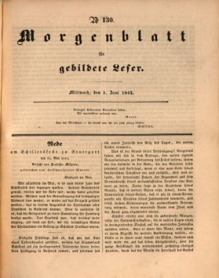 Morgenblatt für gebildete Leser (Morgenblatt für gebildete Stände) Mittwoch 1. Juni 1842