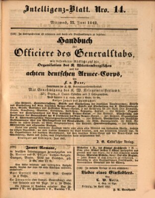 Morgenblatt für gebildete Leser (Morgenblatt für gebildete Stände) Mittwoch 22. Juni 1842