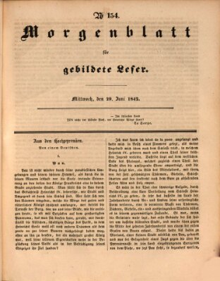 Morgenblatt für gebildete Leser (Morgenblatt für gebildete Stände) Mittwoch 29. Juni 1842