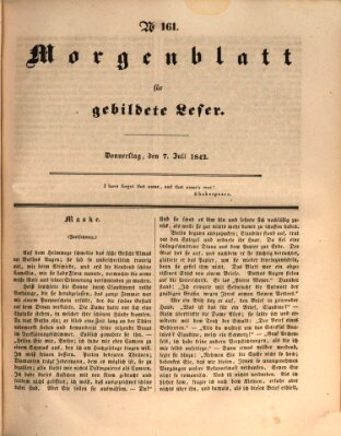 Morgenblatt für gebildete Leser (Morgenblatt für gebildete Stände) Donnerstag 7. Juli 1842