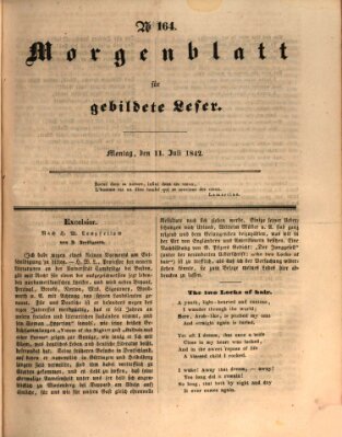 Morgenblatt für gebildete Leser (Morgenblatt für gebildete Stände) Montag 11. Juli 1842