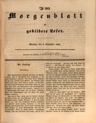 Morgenblatt für gebildete Leser (Morgenblatt für gebildete Stände) Montag 5. September 1842