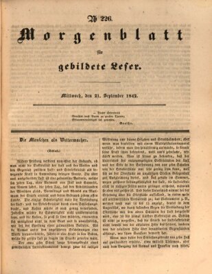 Morgenblatt für gebildete Leser (Morgenblatt für gebildete Stände) Mittwoch 21. September 1842