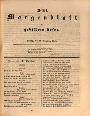 Morgenblatt für gebildete Leser (Morgenblatt für gebildete Stände) Freitag 30. September 1842