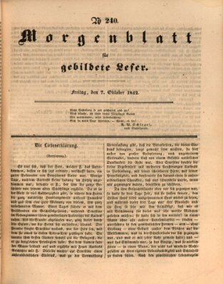 Morgenblatt für gebildete Leser (Morgenblatt für gebildete Stände) Freitag 7. Oktober 1842