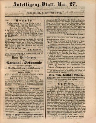 Morgenblatt für gebildete Leser (Morgenblatt für gebildete Stände) Samstag 8. Oktober 1842