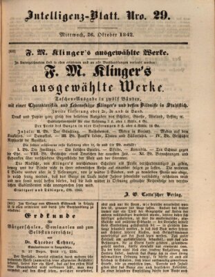 Morgenblatt für gebildete Leser (Morgenblatt für gebildete Stände) Mittwoch 26. Oktober 1842