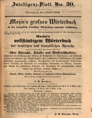 Morgenblatt für gebildete Leser (Morgenblatt für gebildete Stände) Samstag 29. Oktober 1842