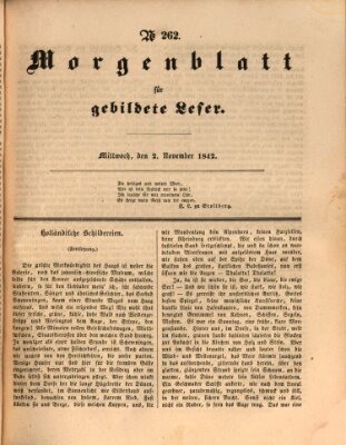 Morgenblatt für gebildete Leser (Morgenblatt für gebildete Stände) Mittwoch 2. November 1842