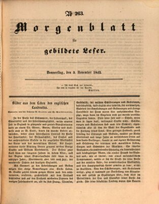 Morgenblatt für gebildete Leser (Morgenblatt für gebildete Stände) Donnerstag 3. November 1842