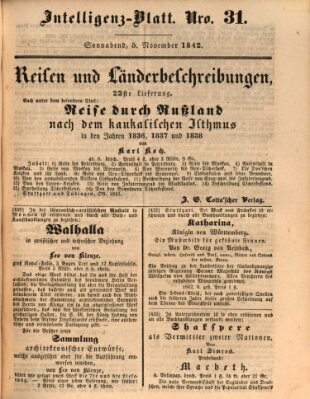 Morgenblatt für gebildete Leser (Morgenblatt für gebildete Stände) Samstag 5. November 1842