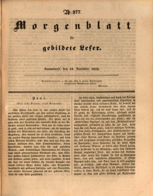 Morgenblatt für gebildete Leser (Morgenblatt für gebildete Stände) Samstag 19. November 1842