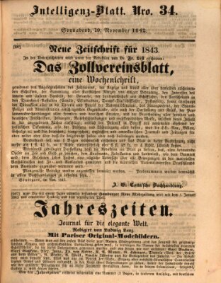 Morgenblatt für gebildete Leser (Morgenblatt für gebildete Stände) Samstag 19. November 1842