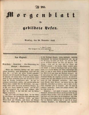 Morgenblatt für gebildete Leser (Morgenblatt für gebildete Stände) Dienstag 29. November 1842