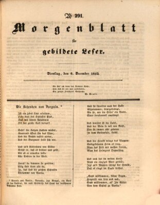 Morgenblatt für gebildete Leser (Morgenblatt für gebildete Stände) Dienstag 6. Dezember 1842