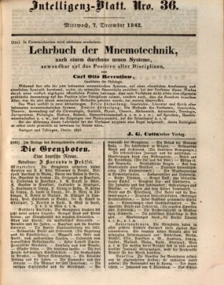 Morgenblatt für gebildete Leser (Morgenblatt für gebildete Stände) Mittwoch 7. Dezember 1842