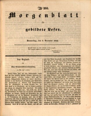 Morgenblatt für gebildete Leser (Morgenblatt für gebildete Stände) Donnerstag 8. Dezember 1842