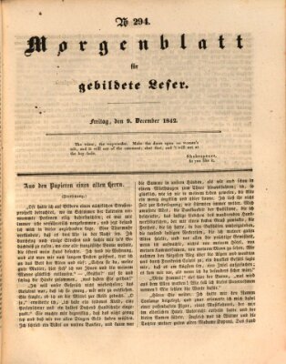 Morgenblatt für gebildete Leser (Morgenblatt für gebildete Stände) Freitag 9. Dezember 1842